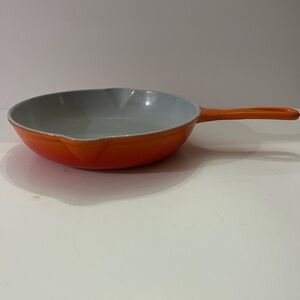 Vintage Cast Iron Flame Orange Skillet, 9” Farmhouse Country Kitchen